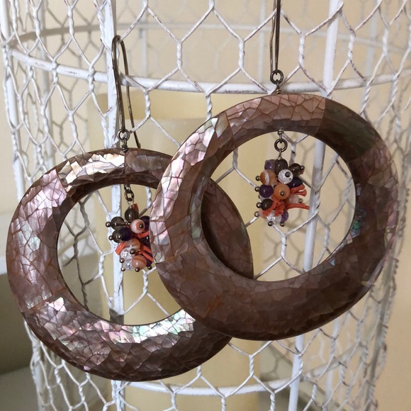 Jewelry - Large earrings pearls and shells.